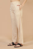 Beige Straight Cotton Pants