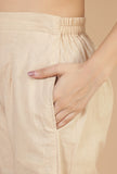 Beige Straight Cotton Pants
