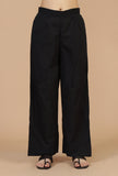 Set of 2: Baagh Printed Drawstring Top & Solid Black Cotton Pants