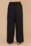 Set of 2: Baagh Printed Drawstring Top & Solid Black Cotton Pants