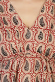 Red & Black Baagh Block Print Top with Tassels