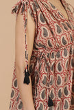 Red & Black Baagh Block Print Top with Tassels