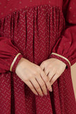 Maroon Handblock Printed Empire Kurta with Gota Detailing