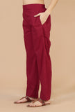 Maroon Straight Cotton Pants