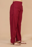 Maroon Straight Cotton Pants