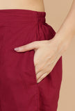 Maroon Straight Cotton Pants