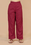 Set of 2: Maroon Gathered Peplum Top & Straight Cotton Pants