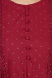 Set of 2: Maroon Gathered Peplum Top & Straight Cotton Pants