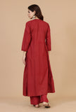 Maroon Hand Block Angrakha Kurta with Tassel Tie