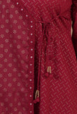 Maroon Hand Block Angrakha Kurta with Tassel Tie