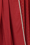 Set of 3: Maroon Rayon Hand Block Flared Kurta, Solid Cotton Pants & Dupatta with Gota Detailing