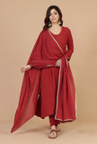 Maroon Cotton Dupatta with Gota Lace Detailing