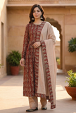 Set of 3: Maroon Elegance Hand block Printed Cotton Kurta & Beige Cotton Pant with Dupatta Set