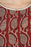 Set of 3: Maroon Elegance Handblock Printed Cotton Kurta & Beige Cotton Pant with Dupatta Set