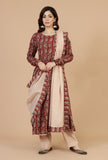 Solid Cotton Dupatta with Baagh Print Border