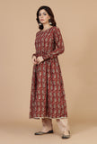 Maroon Elegance Handblock Printed Cotton Kurta