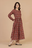 Maroon Elegance Handblock Printed Cotton Kurta