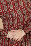 Maroon Elegance Handblock Printed Cotton Kurta