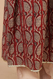 Maroon Elegance Handblock Printed Cotton Kurta