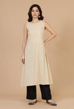 Beige Ivory Sleeveless Cotton Slip Kurta