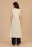 Beige Ivory Sleeveless Cotton Slip Kurta