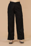 Set of 2: Black Rayon Polka Printed Tiered Dress with Solid Cotton Pants