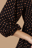 Black Rayon Polka Printed Tiered Dress