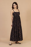 Noor Black Zigzag Printed Strappy Dress
