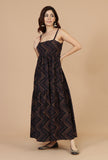 Noor Black Zigzag Printed Strappy Dress