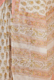 Peach & White Handwoven Kota Doriya Saree with Floral Booti and Ornate Pallu and Unstitched Blouse