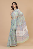 Floral Mint Kota Doriya Saree with Unstitched Blouse