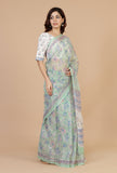 Floral Mint Kota Doriya Saree with Unstitched Blouse