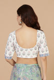 Floral Mint Kota Doriya Saree with Unstitched Blouse