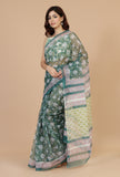 Botanical Green Kota Doriya Saree & Unstitched Blouse