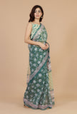 Botanical Green Kota Doriya Saree & Unstitched Blouse