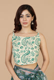 Botanical Green Kota Doriya Saree & Unstitched Blouse
