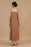 Rust Brown Cotton Sleeveless Midi Dress