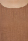 Rust Brown Cotton Sleeveless Midi Dress