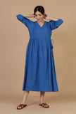 Indigo Breeze Cotton Wrap Dress