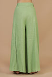 Set of 2: Light Green Sleeveless Shirt Kurta & Flared Palazzo Pants