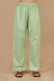 Set of 2: Light Green Button-Down Kurta with Straight Pants