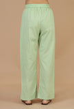 Set of 2: Light Green Button-Down Kurta with Straight Pants