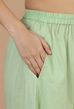 Set of 2: Light Green Button-Down Kurta with Straight Pants