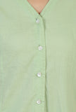 Light Green Solid Cotton Kurta with Button Detailing