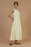 Butter Cream Sleeveless Tiered Cotton Dress