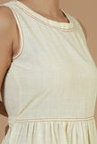 Butter Cream Sleeveless Tiered Cotton Dress