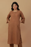 Coffee Brown Straight Cotton Kurta