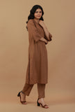 Coffee Brown Straight Cotton Kurta