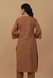 Coffee Brown Straight Cotton Kurta