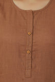 Coffee Brown Straight Cotton Kurta